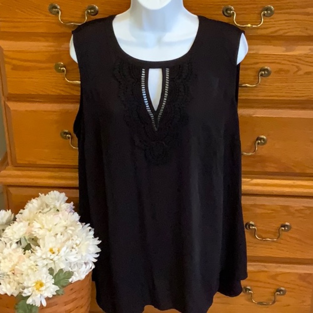 Crochet Black Peek A Boo Top NWT